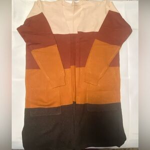 Women’s Open Style Striped Long Length Cardigan